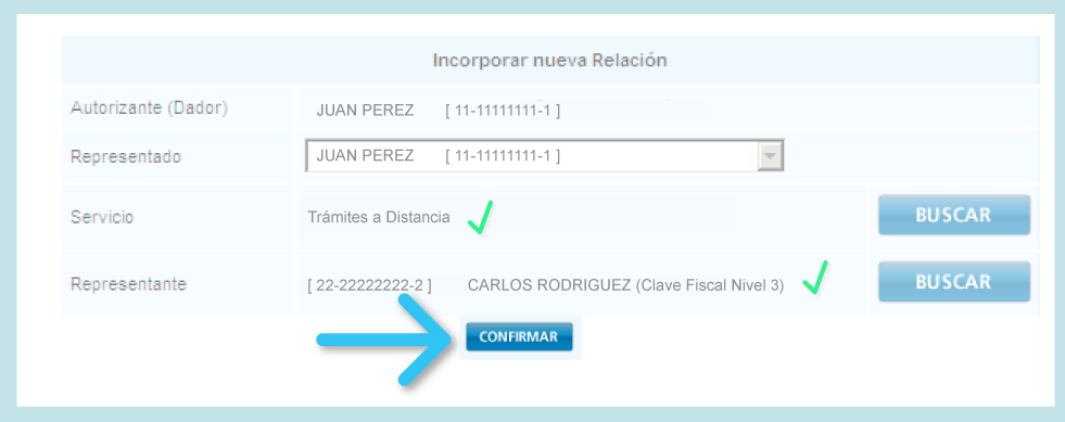 Incorporar nueva relacion - Confirmar - AFIP